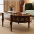 Contemporary Retro Elliptical Column Ripple Glass Wood Coffee Table 2-Drawer For Living Room