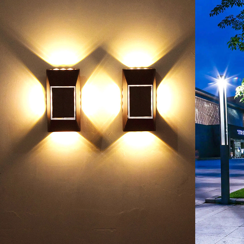 Modern Simplicity Solar Sensor Rectangle ABS Plastic LED Outdoor Wall Sconce Lamp For Garden