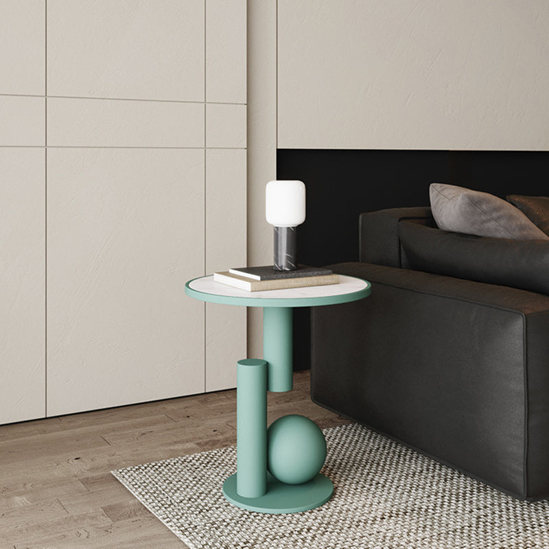 Contemporary Scandinavian Geometric Cylinder Sintered Stone Side Table For Living Room