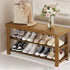 Modern Minimalist Rectangle Heather Bamboo Shoe Storage 2-Shelf For Entryways