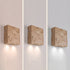 Traditional Japanese Square Stone 2-Light Wall Sconce Lamp For Bedroom