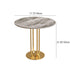 Modern Minimalist Round Rock Slab Iron Coffee Table For Living Room