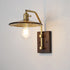 Traditional Vintage Round Wood Iron Glass 1-Light Wall Sconce Lamp For Bedroom