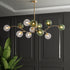 Contemporary Nordic Branch Line Orb Hardware Glass 6/8/12 Light Chandelier For Living Room