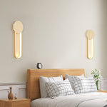 Modern Minimalist Round Oval Wood Grain Iron LED Wall Sconce Lamp For Living Room