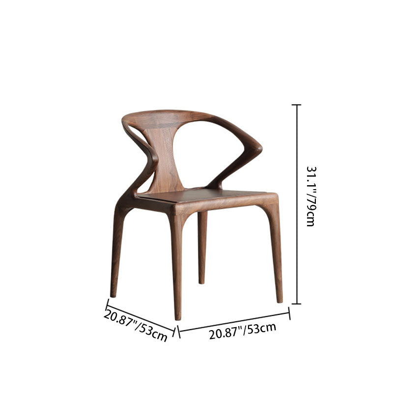 Contemporary Scandinavian Square Bent Upholstered Wood Dining Chair Backrest Arm For Dining Room