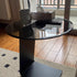 Modern Luxury Round Tempered Glass Carbon Steel Base End Table For Living Room