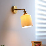 Traditional Japanese Brass Copper Ceramic Conic Cylinder Semicircular Strip Ball 1-Light Wall Sconce Lamp For Bedside