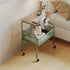 Contemporary Scandinavian Rectangular Iron Top Tempered Glass End Table 2-Tier For Living Room