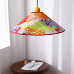 Modern Creative Cone Oil Painting Iron Fabric 1-Light Pendant Light For Living Room