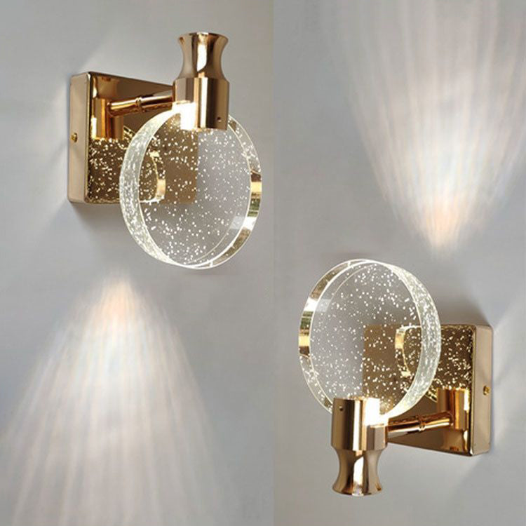 Contemporary Scandinavian Crystal Round LED Wall Sconce Lamp For Bedside