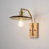 Traditional Vintage Round Wood Iron Glass 1-Light Wall Sconce Lamp For Bedroom