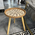 Traditional Rustic Handmade Shell Round Wood Rattan Side Table For Living Room