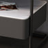 Modern Minimalist Lock Rectangular Tempered Glass Iron Nightstand 1-Drawer For Bedroom