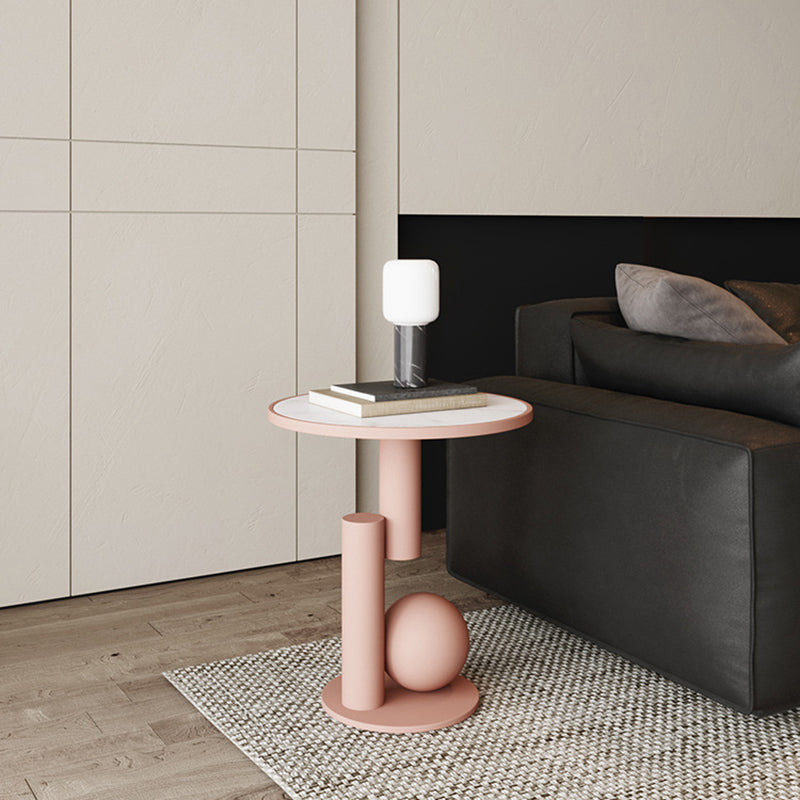 Contemporary Scandinavian Geometric Cylinder Sintered Stone Side Table For Living Room