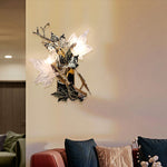 Modern Luxury Copper Colored Glass Maple Leaf Branch 2-Light Wall Sconce Lamp For Living Room