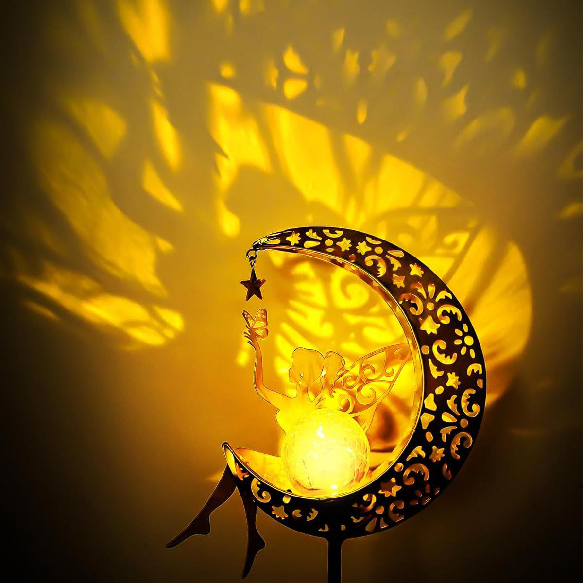 Modern Art Deco Moon Fairy Lamp Iron LED Outdoor Light For Garden