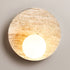 Traditional Japanese Wabi-Sabi Yellow Travertine Circle 1-Light Wall Sconce Lamp For Bedroom