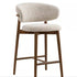 Contemporary Nordic Round Fabric Wood Bar Stool Backrest Footrest For Dining Room