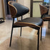 Contemporary Nordic Walnut Wood Grain Microfiber Leather Upholstered Dining Chair Backrest For Dining Room