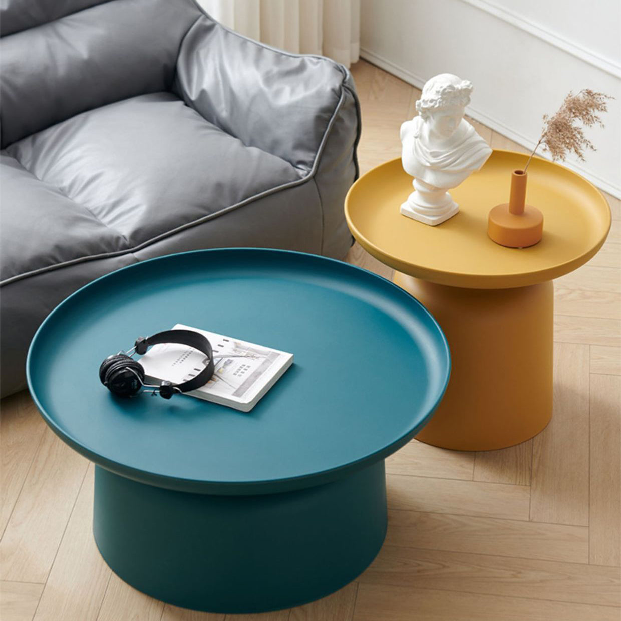 Contemporary Scandinavian Round Plastic PVC Coffee Table For Living Room