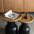 Traditional Vintage Round Cylinder Iron Rattan Wood End Table For Living Room