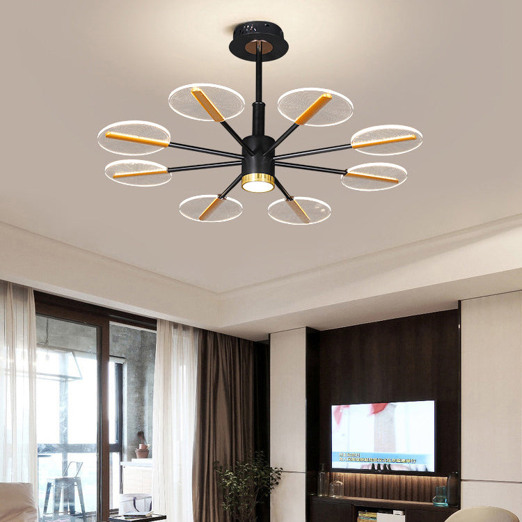 Contemporary Scandinavian Branch Round Iron Acrylic LED Chandelier For Living Room