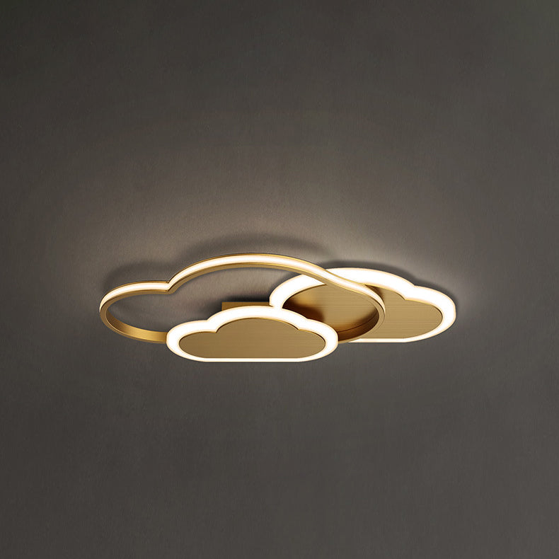 Modern Minimalist Cloud All Copper Acrylic LED Flush Mount Ceiling Light For Bedroom