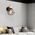 Contemporary Luxury Iron Wood Polygon Diamond 1-Light Wall Sconce Lamp For Bedroom