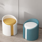 Modern Minimalist Leather Wood Sponge Round Cylinder Vanity Stool Backrest For Bedroom