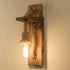 Contemporary Industrial Rectangular Wood Hemp Rope 1-Light Wall Sconce Lamp For Living Room