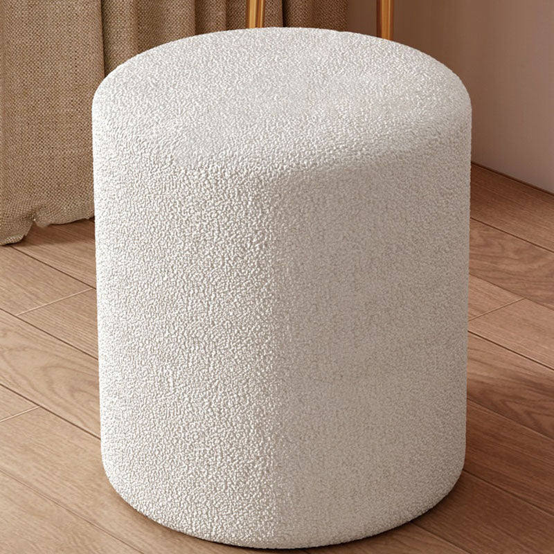 Modern Minimalist Cylinder Frame Lambswool Solid Wood Vanity Stool For Bedroom