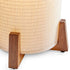 Traditional Japanese Cylinder Wooden Fabric 1-Light Table Lamp For Bedroom