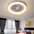 Modern Art Deco Kids Iron Resin Acrylic Round Meteor Shower Rocket Shield Kitty LED Flush Mount Ceiling Light For Bedroom