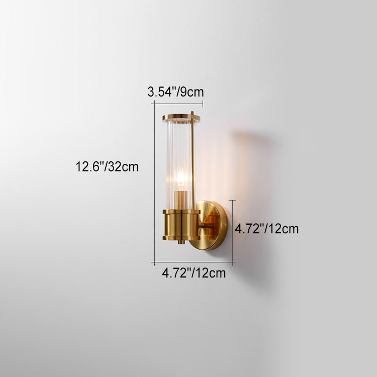 Modern Minimalist Cylindrical Iron Glass 1/2 Light Wall Sconce Lamp For Bedroom