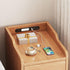 Modern Minimalist Rectangular Rubber Wood Nightstand 2-Drawer Sensor Light USB Charging For Bedroom