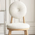 Contemporary Scandinavian Round Lambswool Wood Iron Vanity Stool Backrest Armless For Bedroom