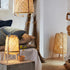 Traditional Japanese Cylindrical Hand-Woven Bamboo 1-Light Standing Floor Lamp For Bedroom