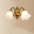 Traditional European Iron Glass Flower 2-Light Wall Sconce Lamp For Living Room