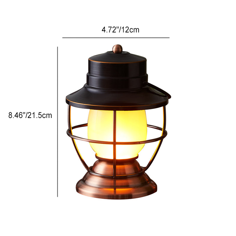 Traditional Farmhouse Waterproof Rechargeable Iron Acrylic Cylinder LED Table Lamp For Entertainment Room