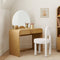Contemporary Scandinavian Round Fabric Carbon Steel Frame Vanity Stool Backrest For Bedroom