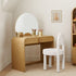 Contemporary Scandinavian Round Fabric Carbon Steel Frame Vanity Stool Backrest For Bedroom