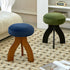 Traditional Vintage Round Triangle Base Wood Fabric Vanity Stool For Bedroom