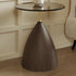 Modern Minimalist Round Cone Base Glass Carbon Steel End Table For Living Room