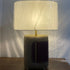 Contemporary Luxury Rectangular Oval Leather Iron Fabric 1-Light Table Lamp For Living Room