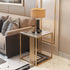 Modern Minimalist Square Rock Slab Metal Side Table For Living Room