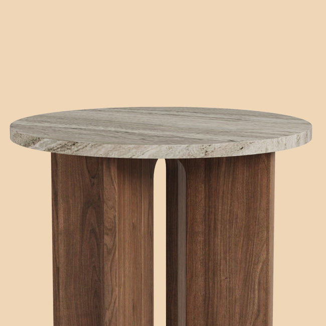 Traditional Vintage Round Rectangle Cross Base Natural Travertine Wood Coffee Table For Living Room