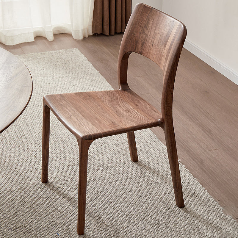 Contemporary Retro Walnut Wood Square Dining Chair Backrest For Dining Room