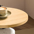 Modern Minimalist Round Tapered Wood Marble Rub Coffee Table For Living Room