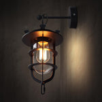 Contemporary Industrial Iron Glass Houseboat Design 1-Light Wall Sconce Lamp For Dining Room